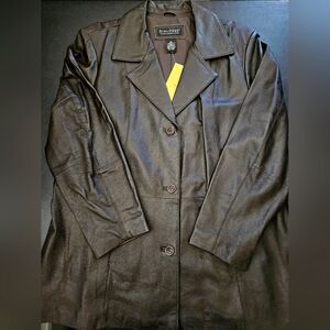 NWT - Leather Dialogue Black 3 Button Jacket - Size 1X